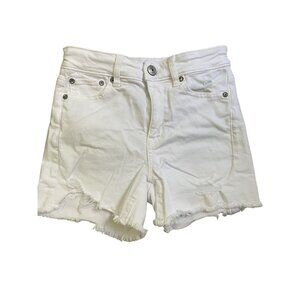 American Eagle Denim Shorts Womens 0 White High Waisted‎ Distressed Raw Hem